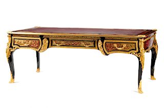 A Louis XV Style Gilt Metal Mounted Boulle Marquetry Bureau Plat