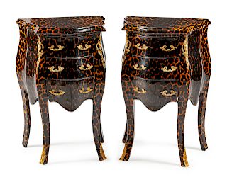 A Pair of Louis XV Style Gilt Metal Mounted Night Stands