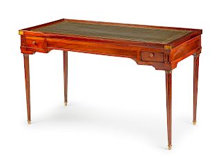 A Louis XVI Tooled-Leather Upholstered Mahogany Tric-Trac Table