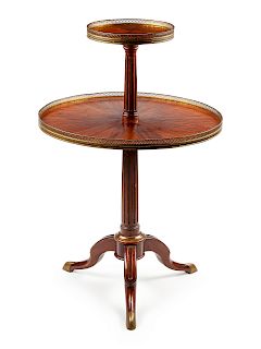A Louis XVI Style Gilt Metal Mounted Mahogany Two-Tier Serving Table