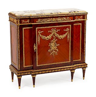 A Louis XVI Style Gilt Bronze Mounted Kingwood and Tulipwood Cabinet