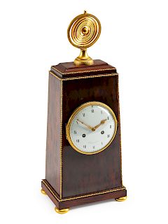 An Empire Gilt Bronze Mounted Mahogany Mantel Clock