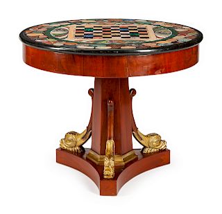 An Empire Style Parcel Gilt Mahogany Table