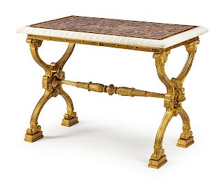 A Charles X Style Gilt Bronze Table