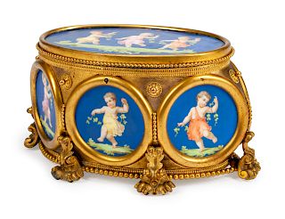 A French Porcelain Mounted Gilt Bronze Table Casket
