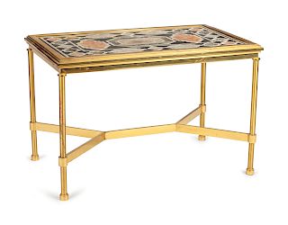 A French Neoclassical Style Gilt Bronze and Scagliola Low Table