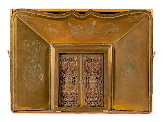 A French Bronze and Brass Fire Surround