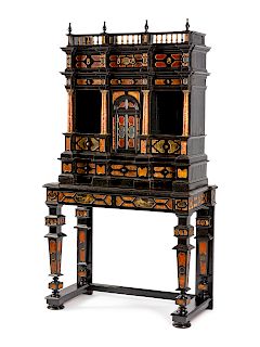 An Italian Specimen Marble Inlaid Cabinet on Stand