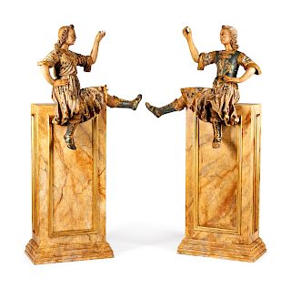 A Pair of Italian Painted Figures