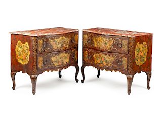 A Pair of Venetian Painted Commodes