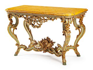 A Venetian Painted and Parcel Gilt Console Table