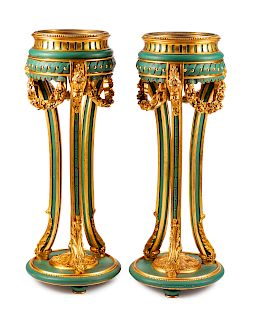 A Pair of Venetian Painted and Parcel Gilt Planters