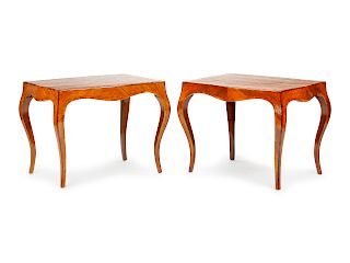 A Pair of Italian Parquetry Side Tables