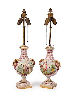 A Pair of Capodimonte Porcelain Vases