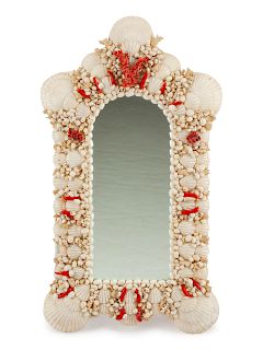 An Italian Grotto Style Shell and Coral Mounted Mirror