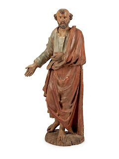 An Italian Polychromed Figure of a Saint 