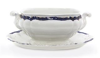 An English Porcelain Tureen and Tray, Width of tray 13 1/2 inches.