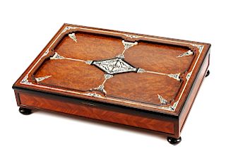 A Continental Inlaid and Parcel Ebonized Box
