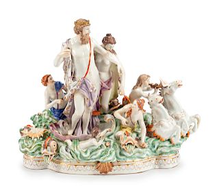 A Vienna Porcelain Figural Group Depicting the Triumph of Neptune