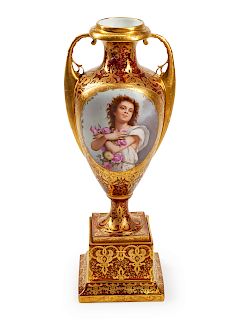 A Vienna Porcelain Urn and Stand