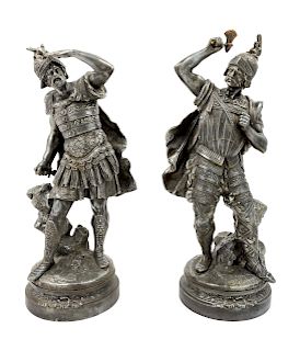 A Pair of Continental Pewter Figures