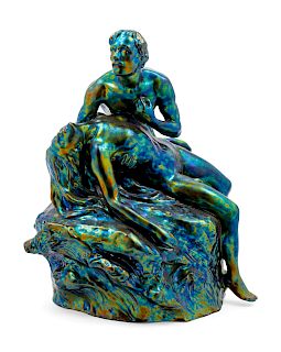 A Zsolnay Iridescent Figural Group