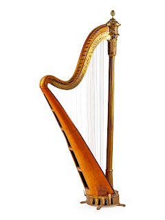 A Giltwood and Satinwood Harp
