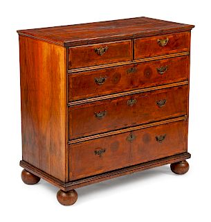 A George I Oyster Veneered Chest of Drawers
