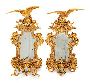A Pair of George III Style Giltwood Girandole Mirrors