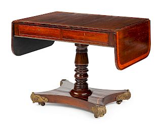 A Regency Gilt Bronze Mounted Rosewood and Satinwood Inlaid Sofa Table