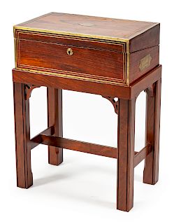 A Regency Brass Mounted Traveling Desk on Stand