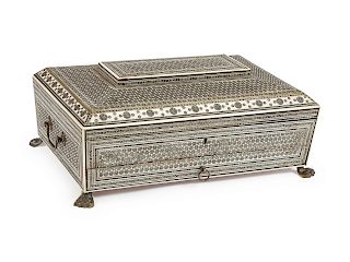 An Anglo-Indian Inlaid Sewing Box 