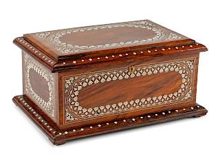 An Anglo-Colonial Bone Inlaid Mahogany or Rosewood Box