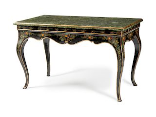 An Edwardian Style Painted and Parcel Gilt Center Table
