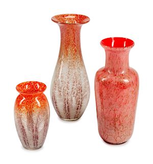 A Group of Three Art Glass Vases