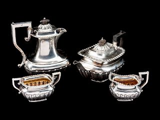 An English Silver Four-Piece Tea and Coffee Service