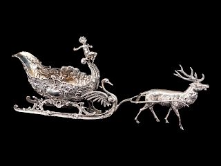 A Continental Silver Model of a Sleigh