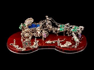 An Austrian Silver and Enamel Model of a Carriage