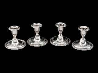 A Group of Four American Silver Candlesticks
