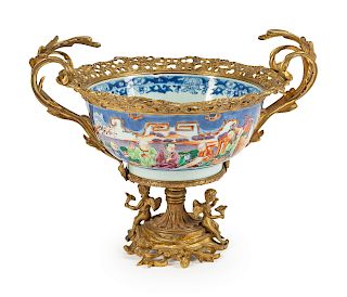 A Chinese Gilt Bronze Mounted Porcelain Bowl