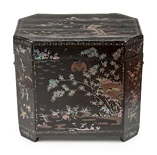 A Chinese Black Lacquered and Abalone Inlaid Box 