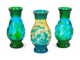 A Peking Glass Three-Piece Garniture 