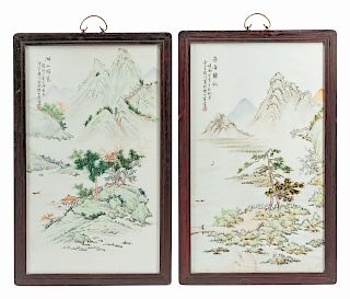 A Pair of Framed Chinese Porcelain Plaques 
