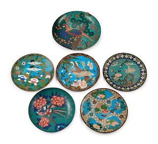 A Group of Six Japanese Cloisonne Chargers