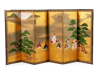 A Japanese Six-Panel Paper Screen