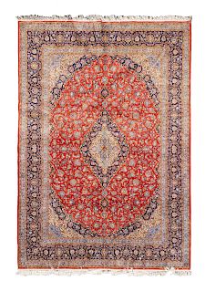A Kashan Silk Rug