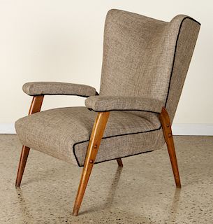 MID CENTURY MODERN UPHOLSTERED ARM CHAIR