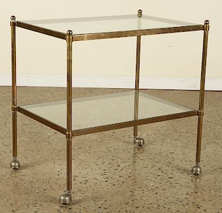 LARGE BRONZE GLASS TWO TIER END TABLE C.1970