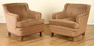 PAIR UPHOLSTERED CLUB CHAIRS MANNER OF JANSEN