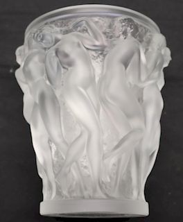 Lalique Crystal, Bacchantes Large Crystal Vase